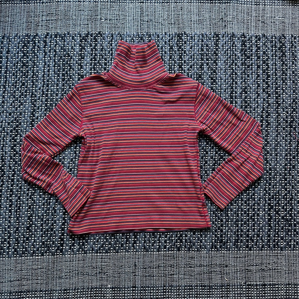 Multicolor Striped Turtleneck